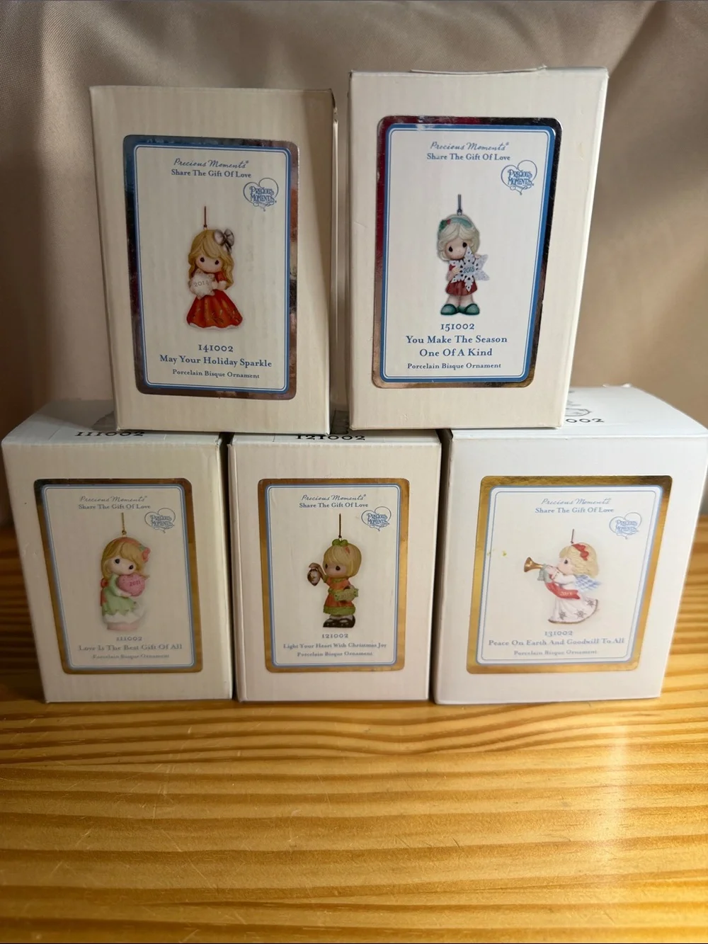Precious Moments Share The Gift Of Love Ornaments 2011-2015 Set of 5
